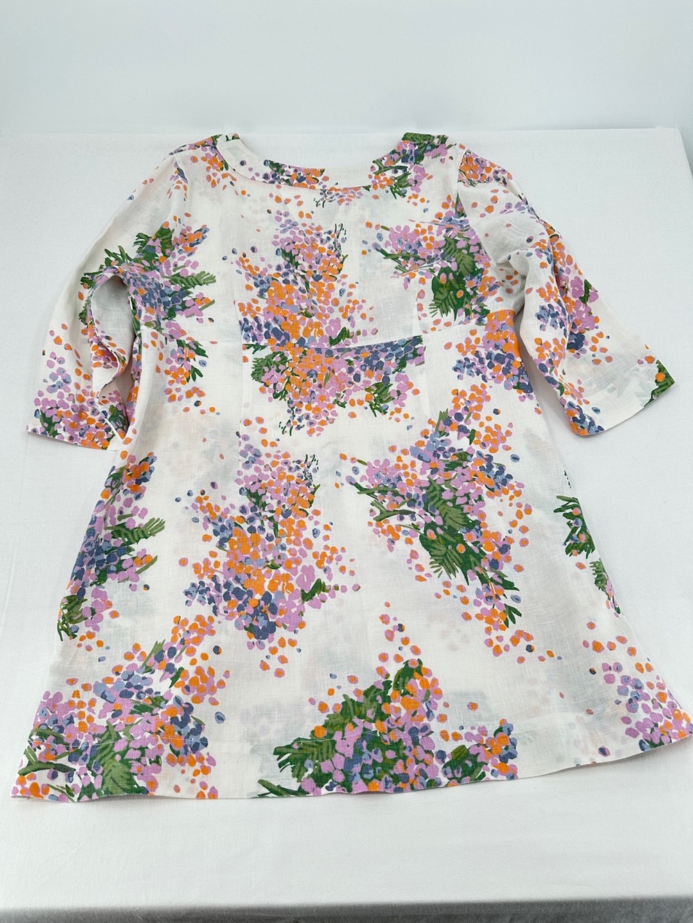 Boden White 100% Linen Dress with Pink, Orange, Green and Lilac Floral Print - Picture 8 of 9